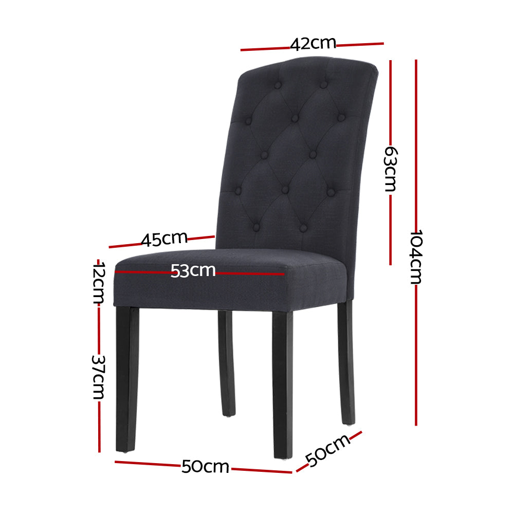 Artiss Dining Chairs Set of 2 Linen Parsons Chair Dark Grey - Cosy Abode