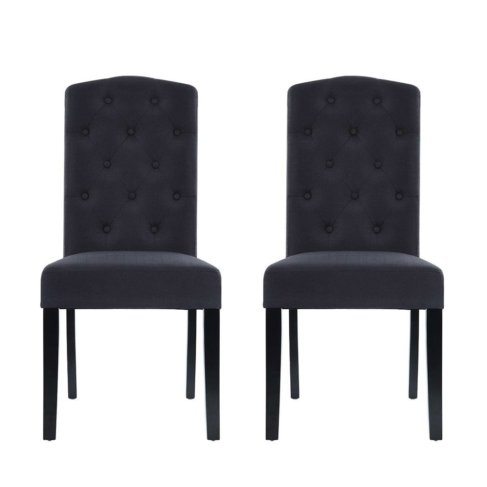 Artiss Dining Chairs Set of 2 Linen Parsons Chair Dark Grey - Cosy Abode