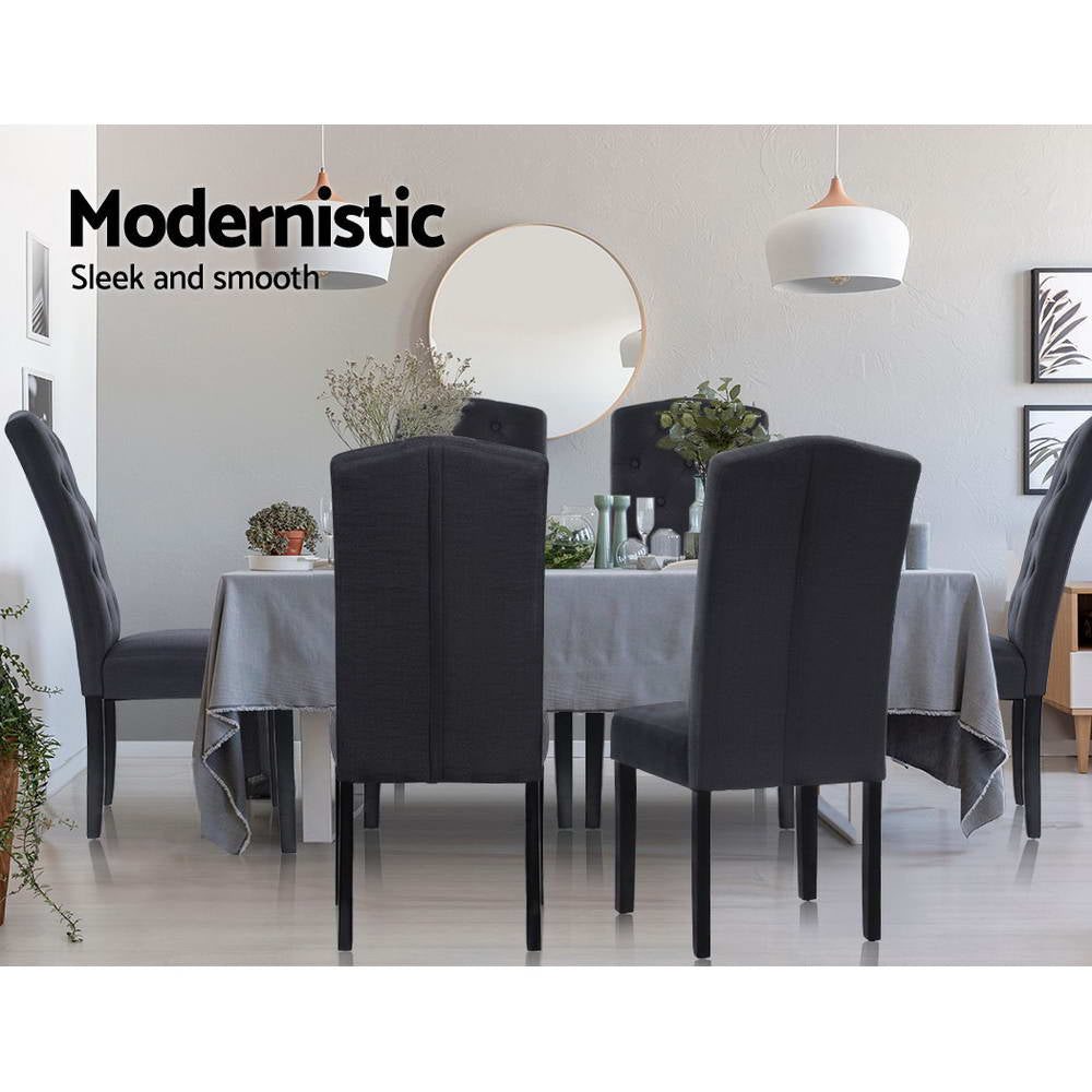 Artiss Dining Chairs Set of 2 Linen Parsons Chair Dark Grey - Cosy Abode