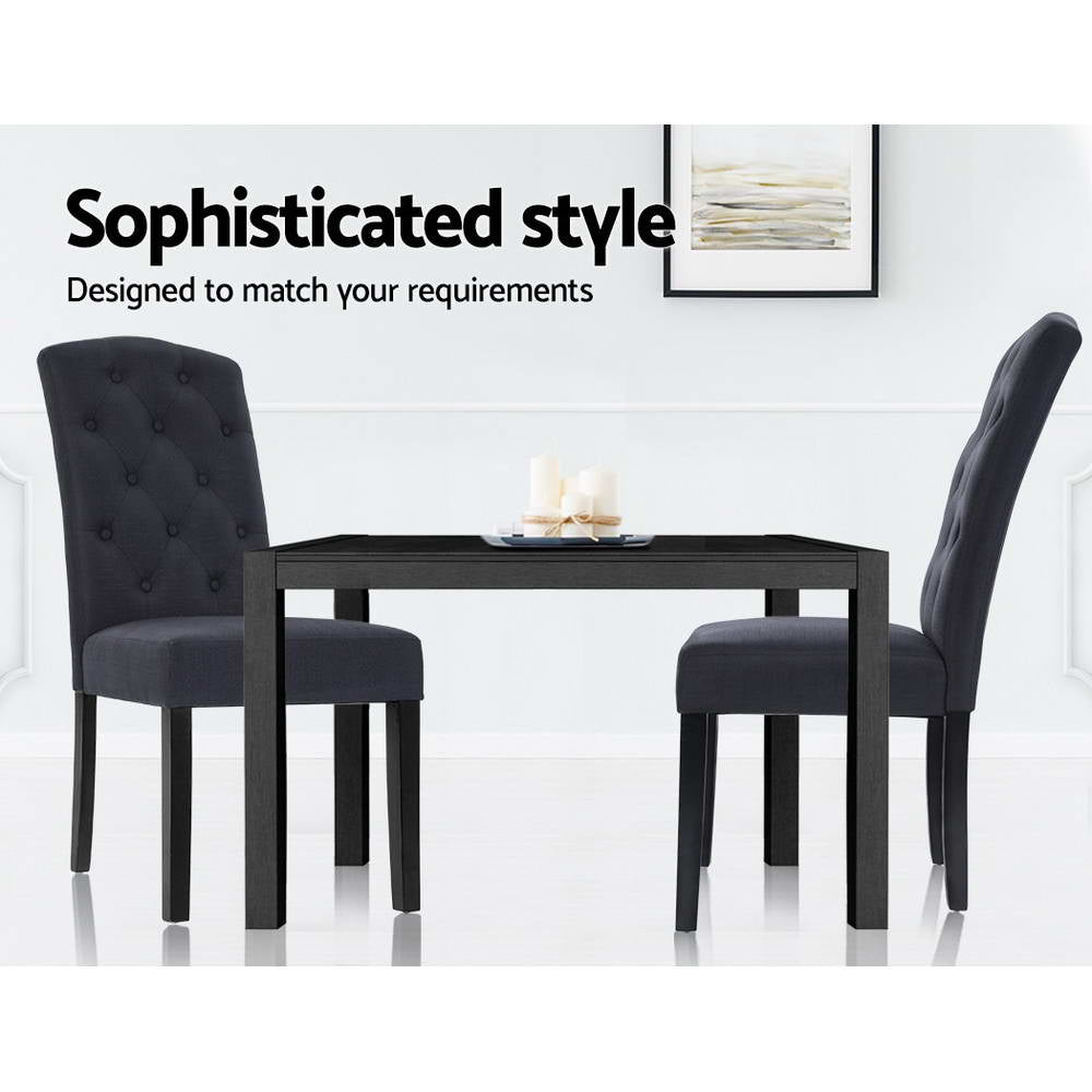 Artiss Dining Chairs Set of 2 Linen Parsons Chair Dark Grey - Cosy Abode