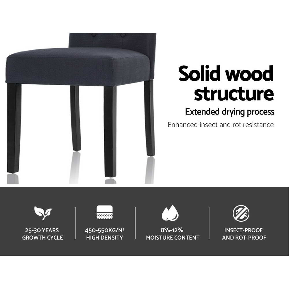 Artiss Dining Chairs Set of 2 Linen Parsons Chair Dark Grey - Cosy Abode