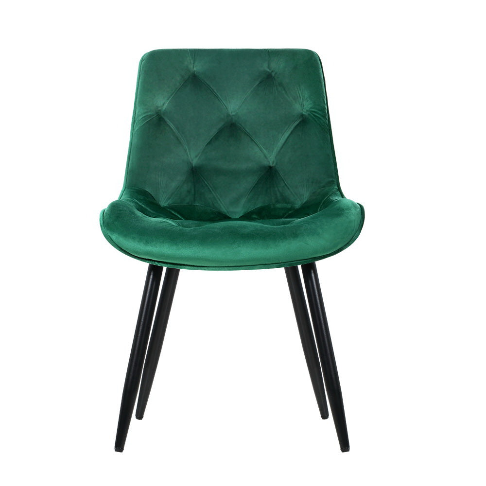 Artiss Dining Chairs Set of 2 Velvet Diamond Tufted Green - Cosy Abode