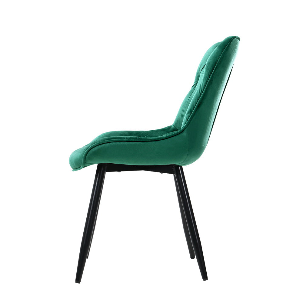 Artiss Dining Chairs Set of 2 Velvet Diamond Tufted Green - Cosy Abode