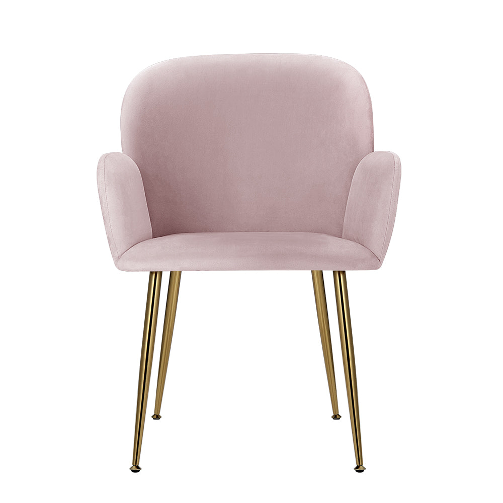 Artiss Dining Chairs Set of 2 Velvet Armchair Pink - Cosy Abode