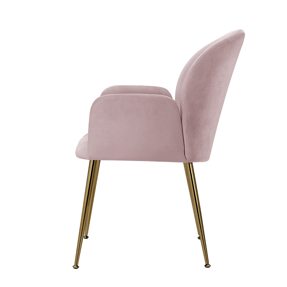 Artiss Dining Chairs Set of 2 Velvet Armchair Pink - Cosy Abode