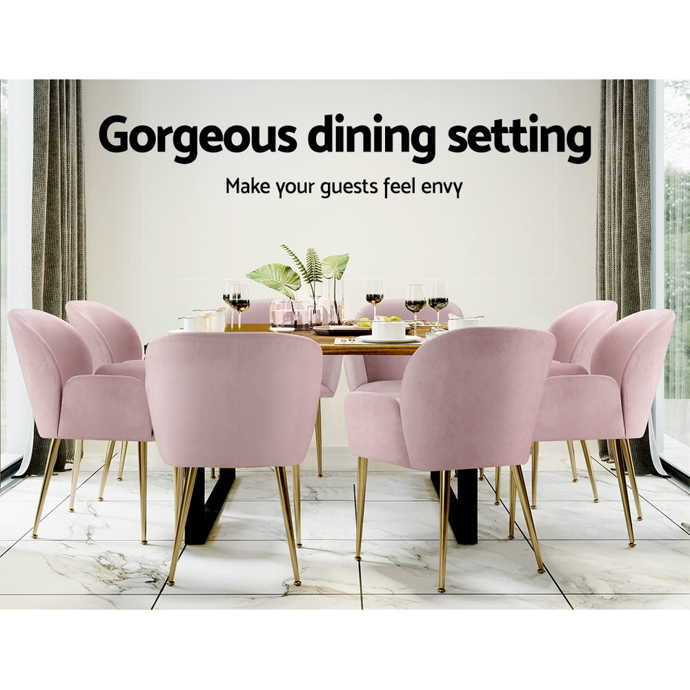 Artiss Dining Chairs Set of 2 Velvet Armchair Pink - Cosy Abode