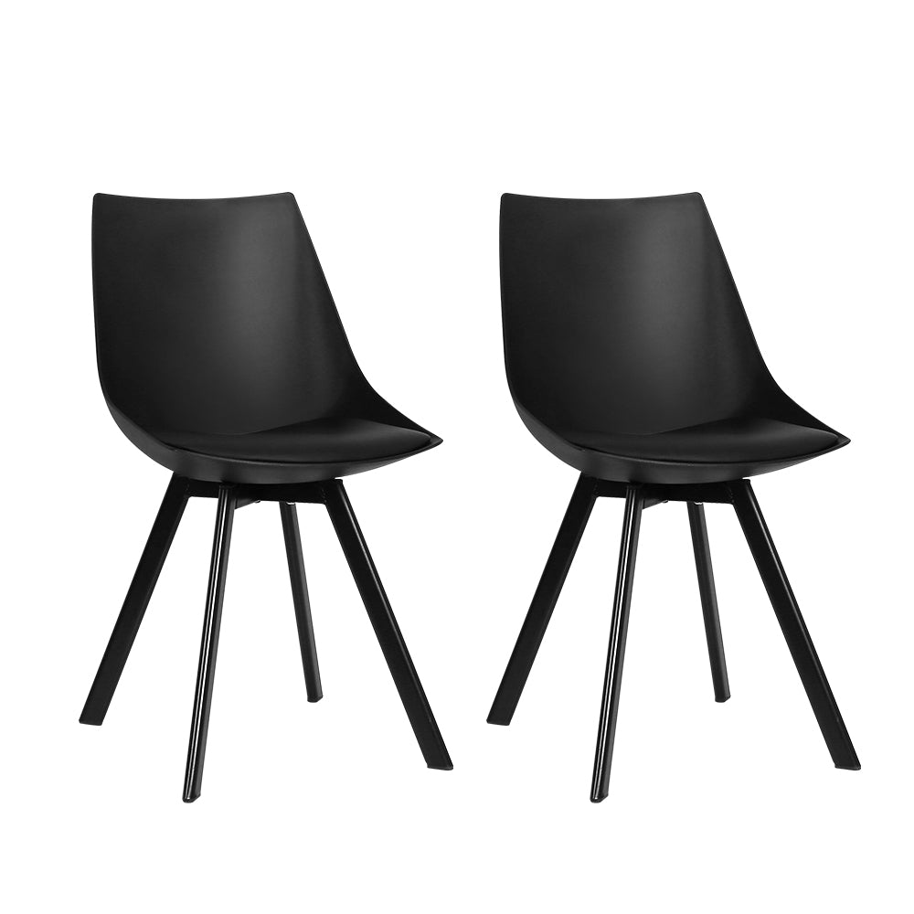 Artiss Dining Chairs Set of 2 PU Leather Plastic Metal Black - Cosy Abode