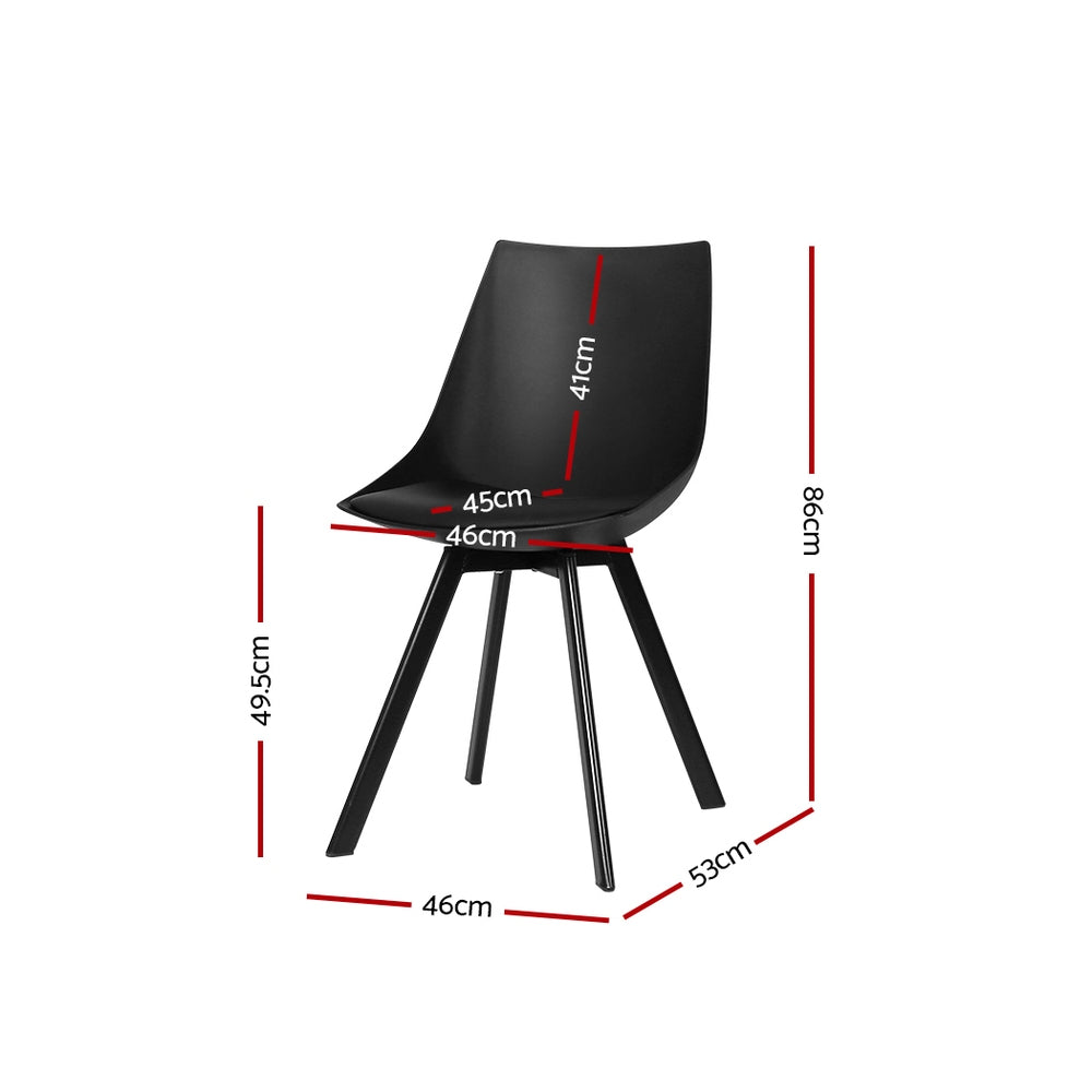 Artiss Dining Chairs Set of 2 PU Leather Plastic Metal Black - Cosy Abode
