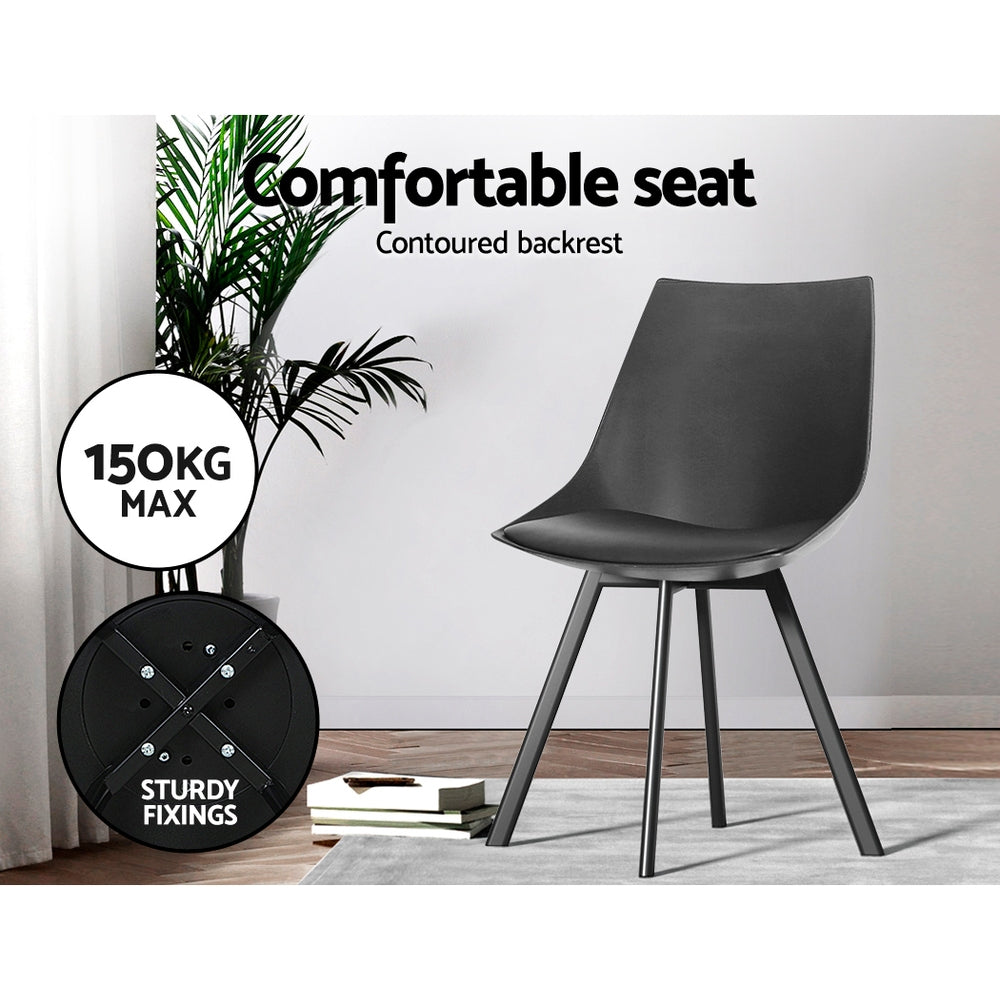 Artiss Dining Chairs Set of 2 PU Leather Plastic Metal Black - Cosy Abode