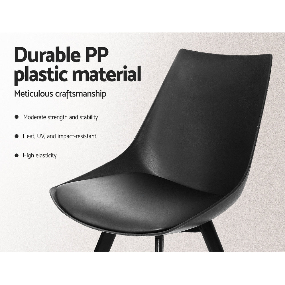 Artiss Dining Chairs Set of 2 PU Leather Plastic Metal Black - Cosy Abode