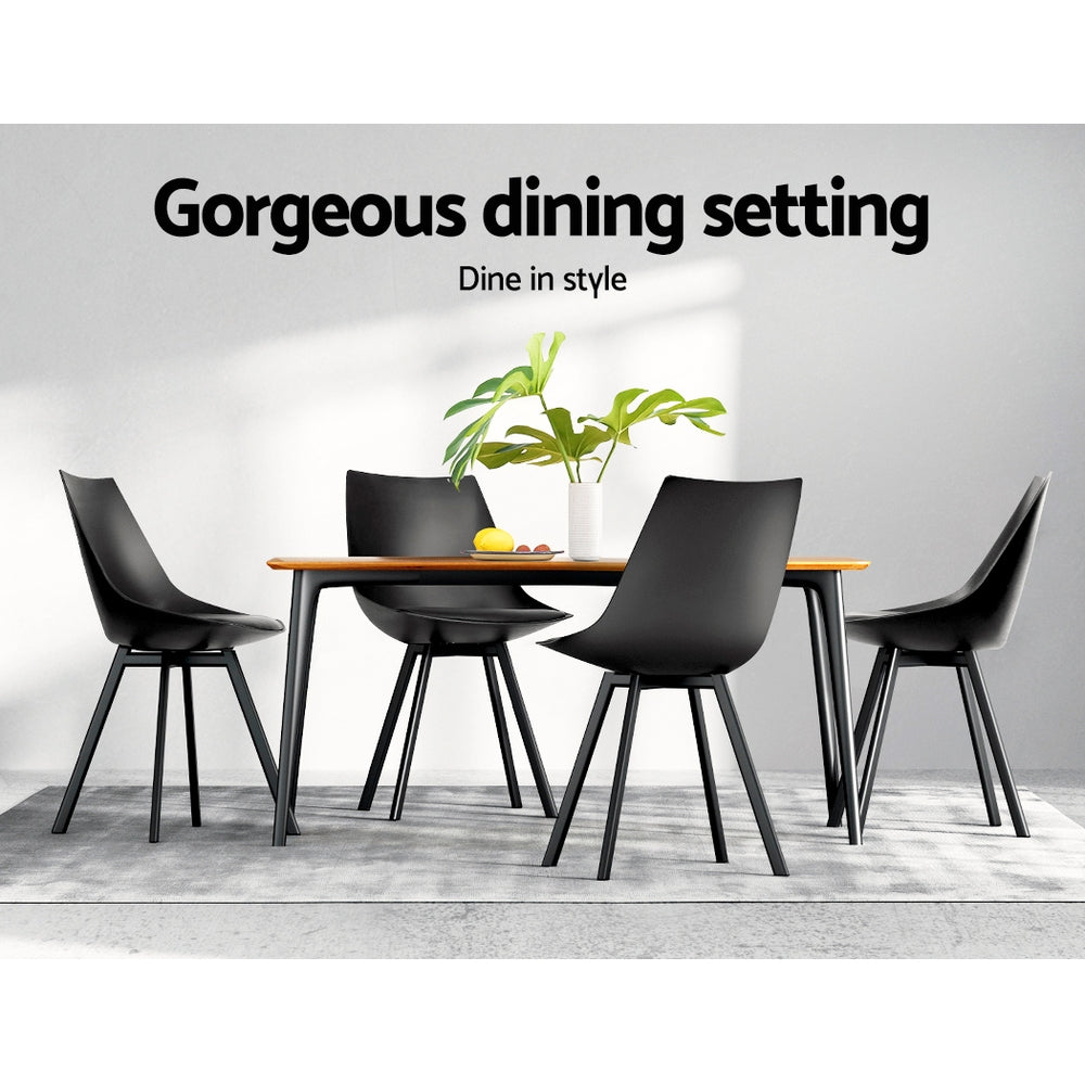 Artiss Dining Chairs Set of 2 PU Leather Plastic Metal Black - Cosy Abode