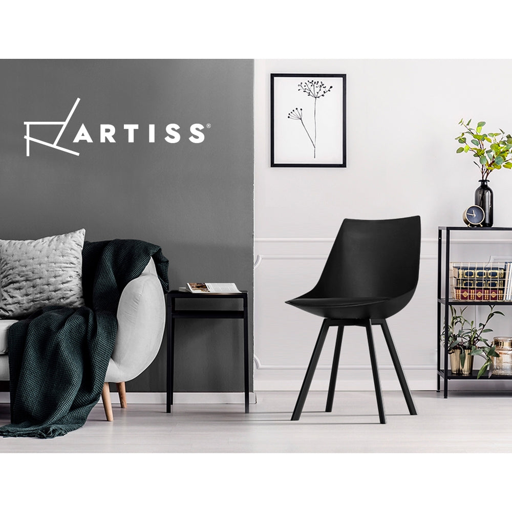 Artiss Dining Chairs Set of 2 PU Leather Plastic Metal Black - Cosy Abode