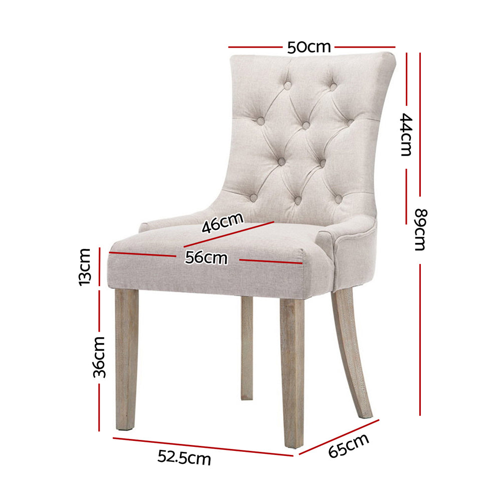 Artiss Dining Chairs Set of 2 Linen French Provincial Beige - Cosy Abode