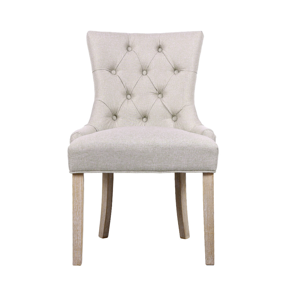 Artiss Dining Chairs Set of 2 Linen French Provincial Beige - Cosy Abode