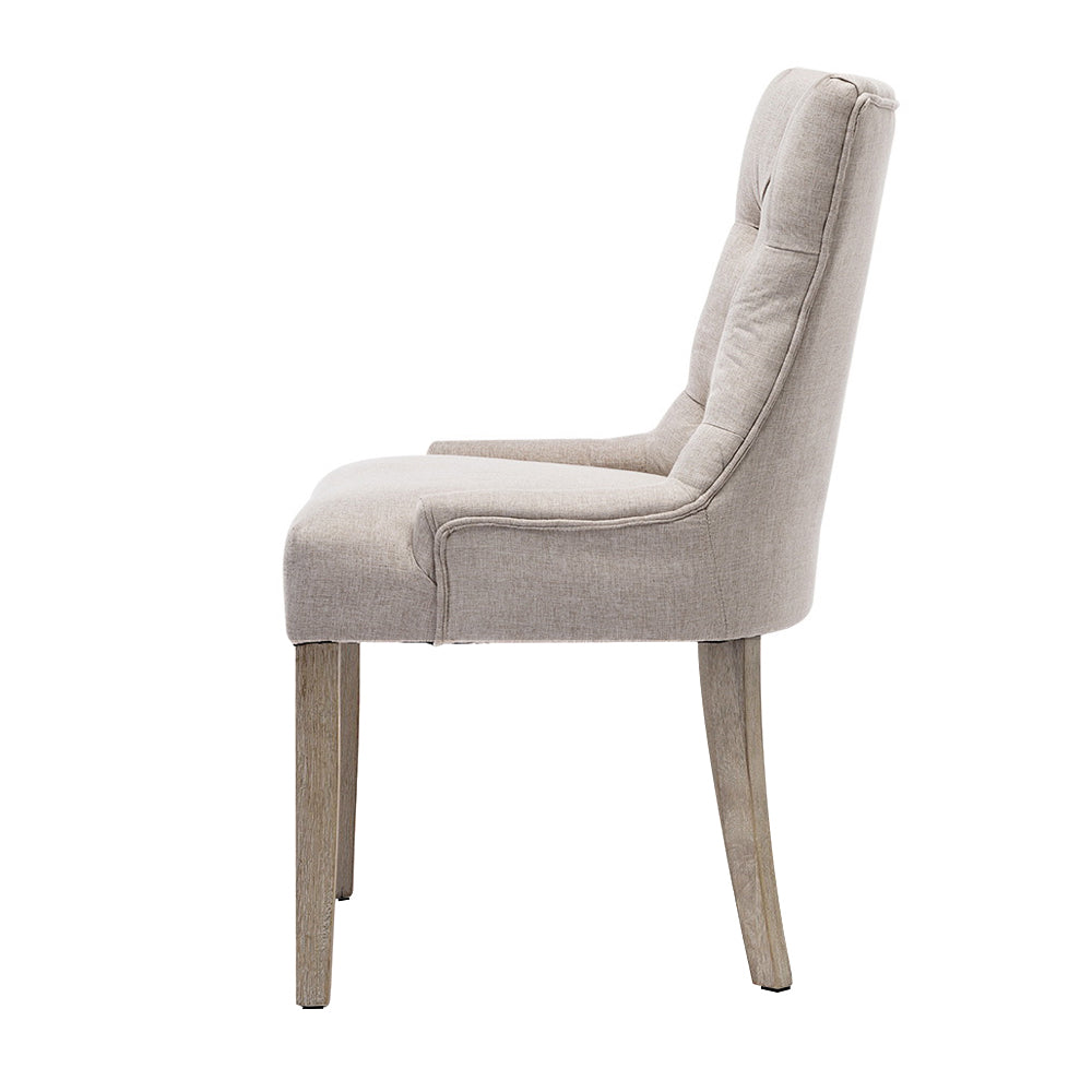 Artiss Dining Chairs Set of 2 Linen French Provincial Beige - Cosy Abode
