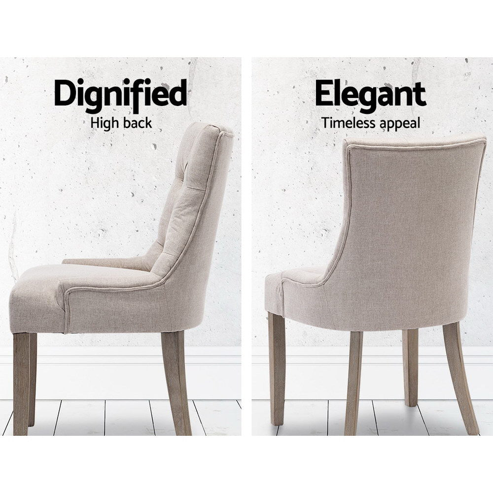 Artiss Dining Chairs Set of 2 Linen French Provincial Beige - Cosy Abode