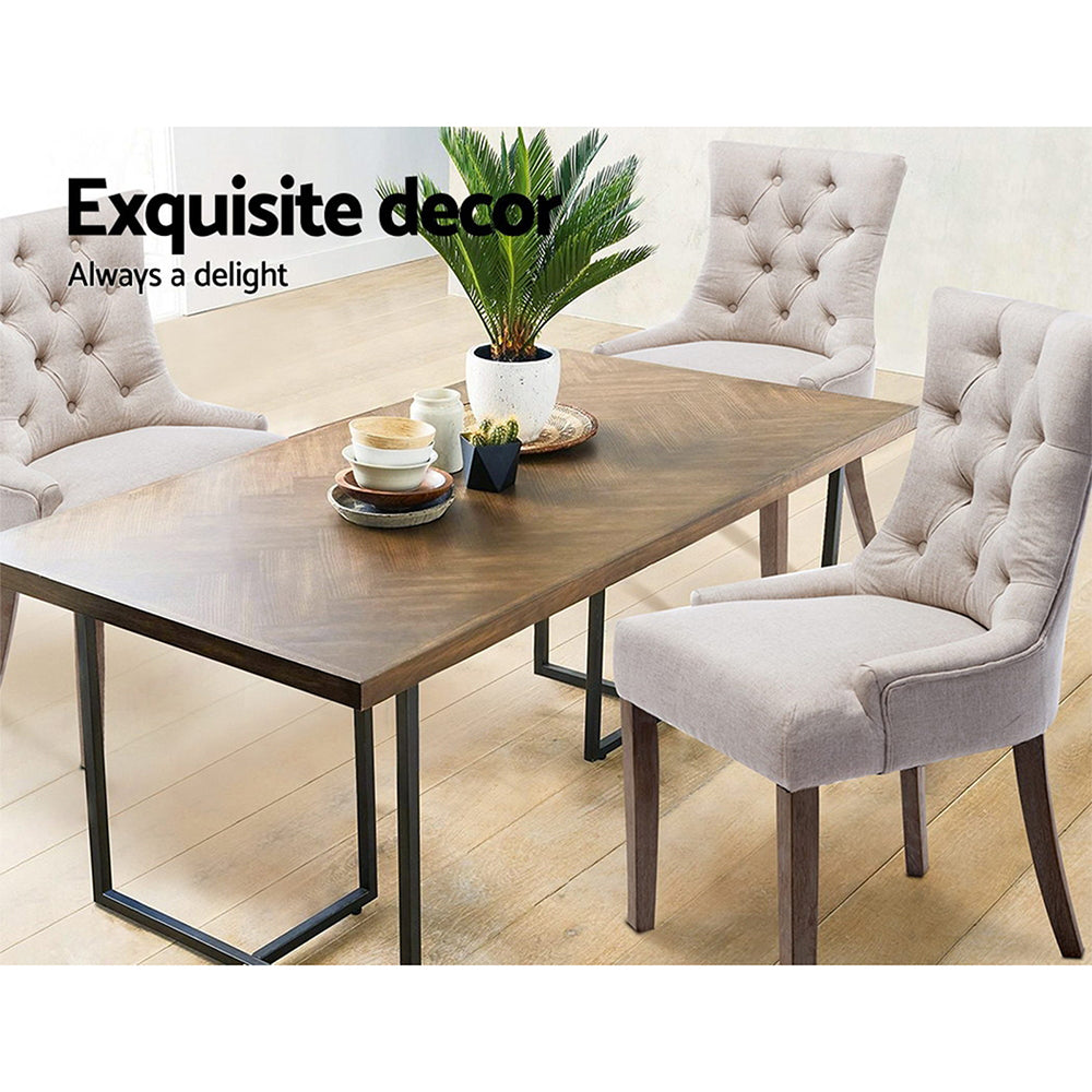 Artiss Dining Chairs Set of 2 Linen French Provincial Beige - Cosy Abode