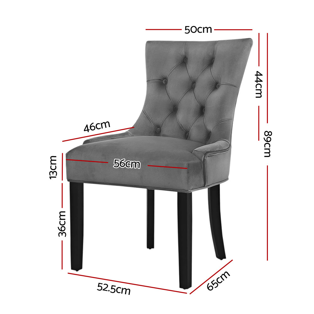 Artiss Dining Chairs Set of 2 Velvet French Provincial Grey - Cosy Abode