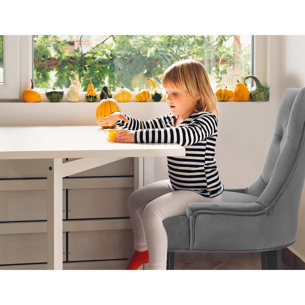 Artiss Dining Chairs Set of 2 Velvet French Provincial Grey - Cosy Abode