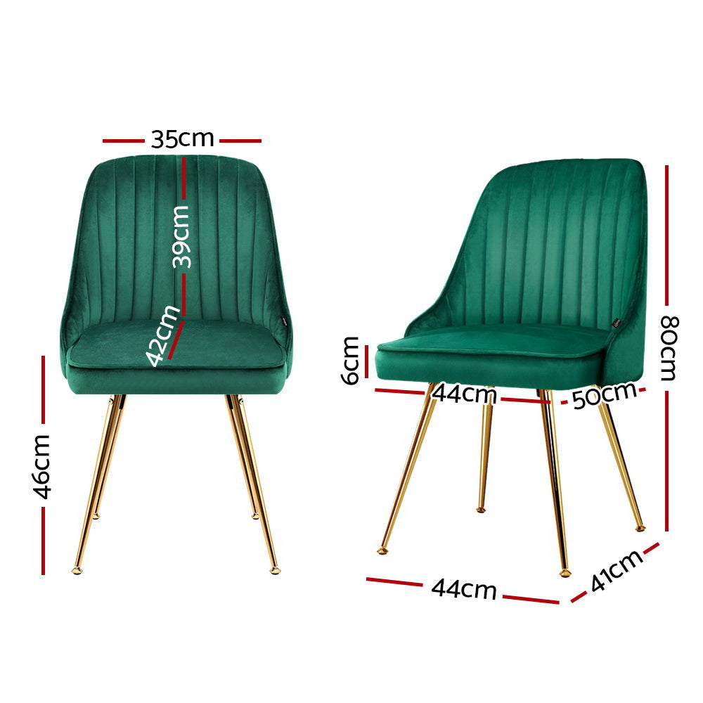 Artiss Dining Chairs Set of 2 Velvet Channel Tufted Green - Cosy Abode