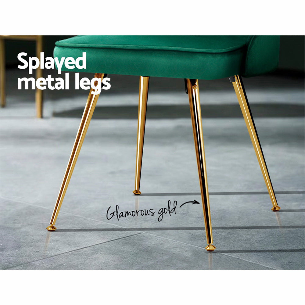 Artiss Dining Chairs Set of 2 Velvet Channel Tufted Green - Cosy Abode