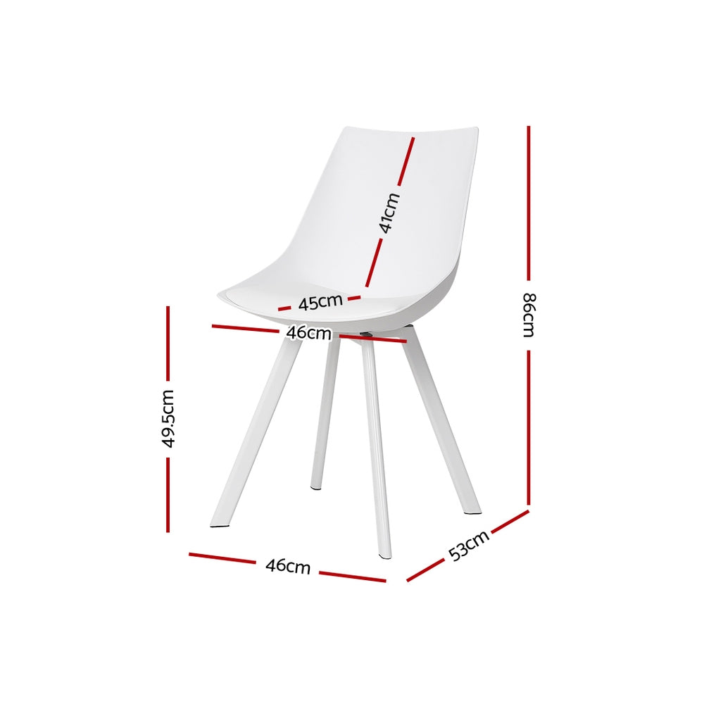 Artiss Dining Chairs Set of 2 PU Leather Plastic Metal White - Cosy Abode
