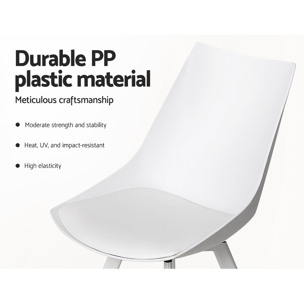 Artiss Dining Chairs Set of 2 PU Leather Plastic Metal White - Cosy Abode