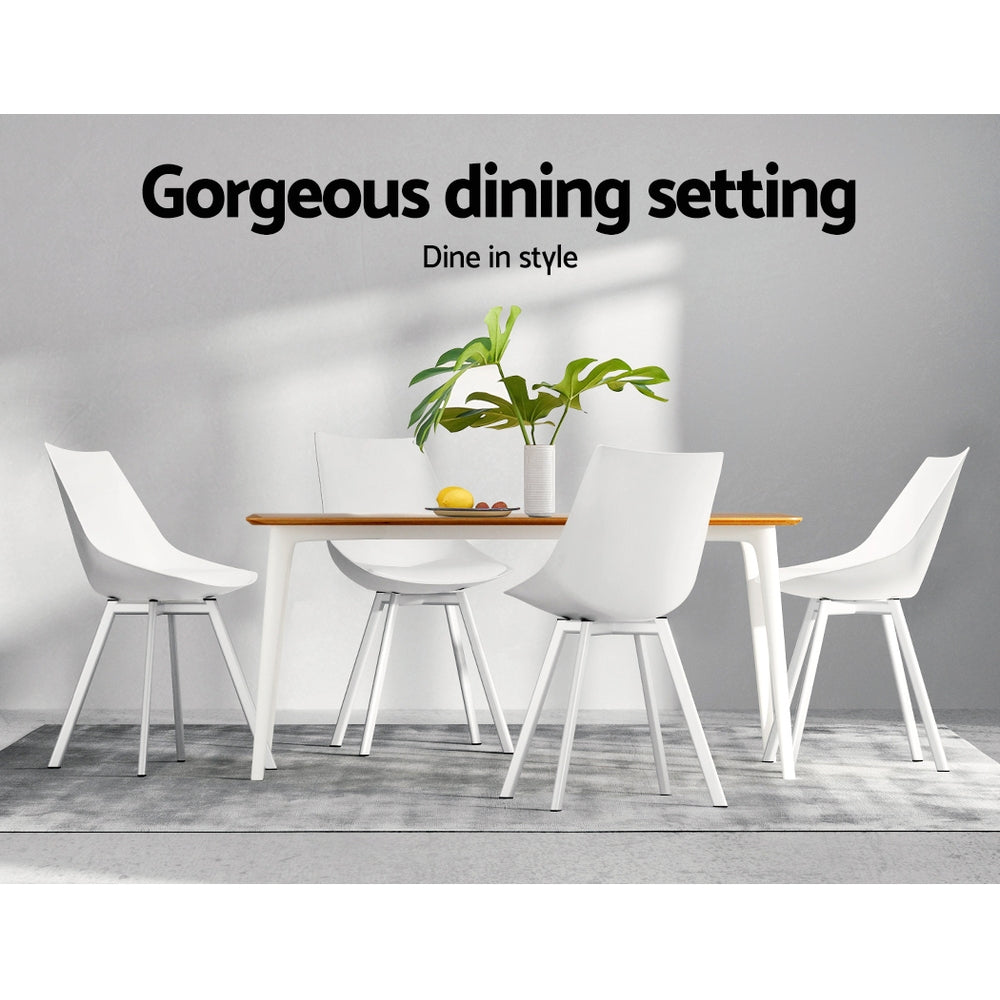 Artiss Dining Chairs Set of 2 PU Leather Plastic Metal White - Cosy Abode
