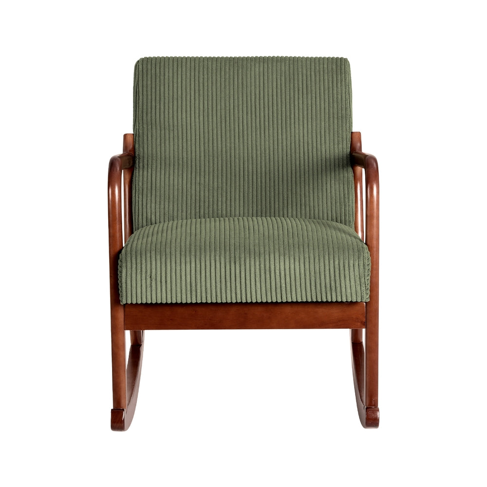 Artiss Rocking Armchair Nursery Chair Corduroy Green - Cosy Abode