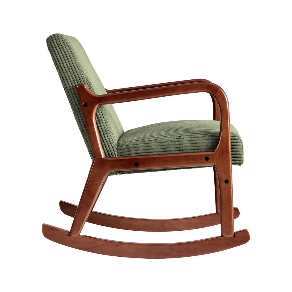 Artiss Rocking Armchair Nursery Chair Corduroy Green - Cosy Abode