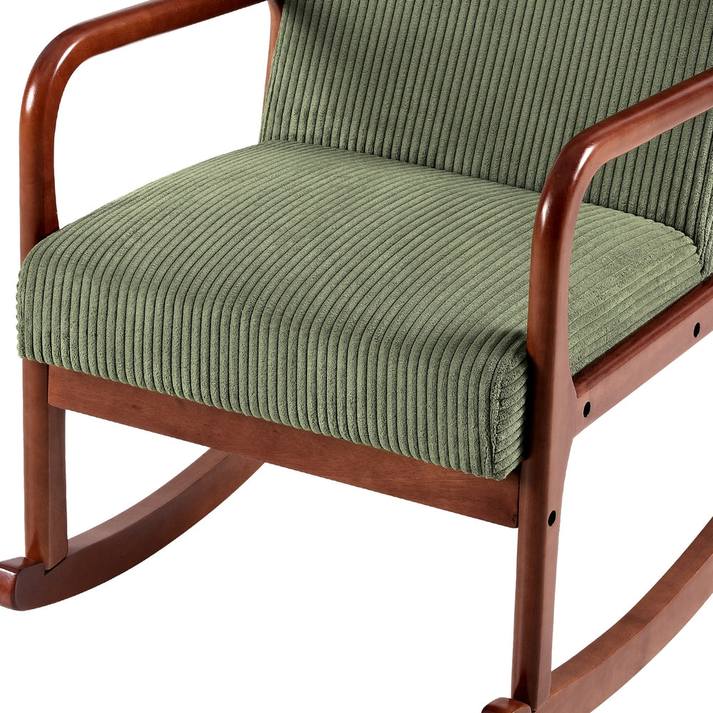 Artiss Rocking Armchair Nursery Chair Corduroy Green - Cosy Abode