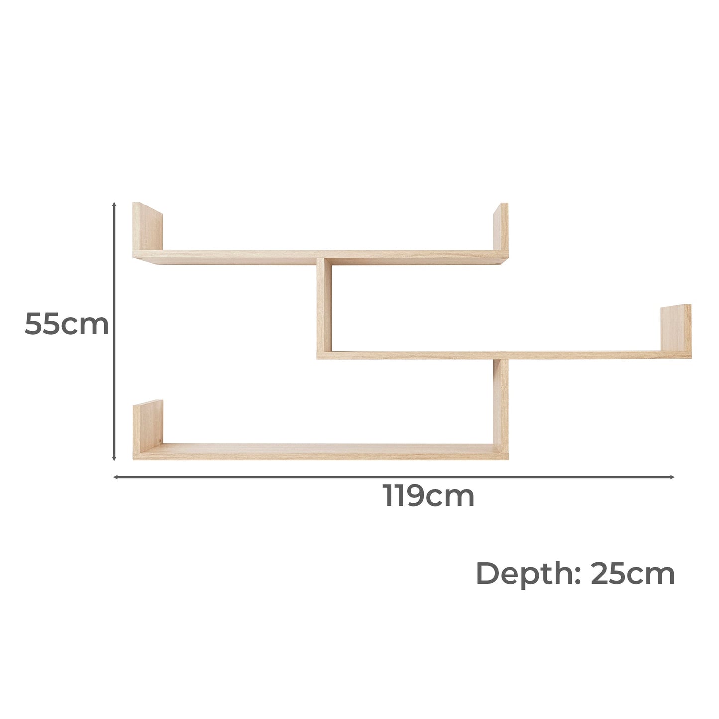 ZURICH MULTI LEVEL SHELF KIT (OAK) - Cosy Abode