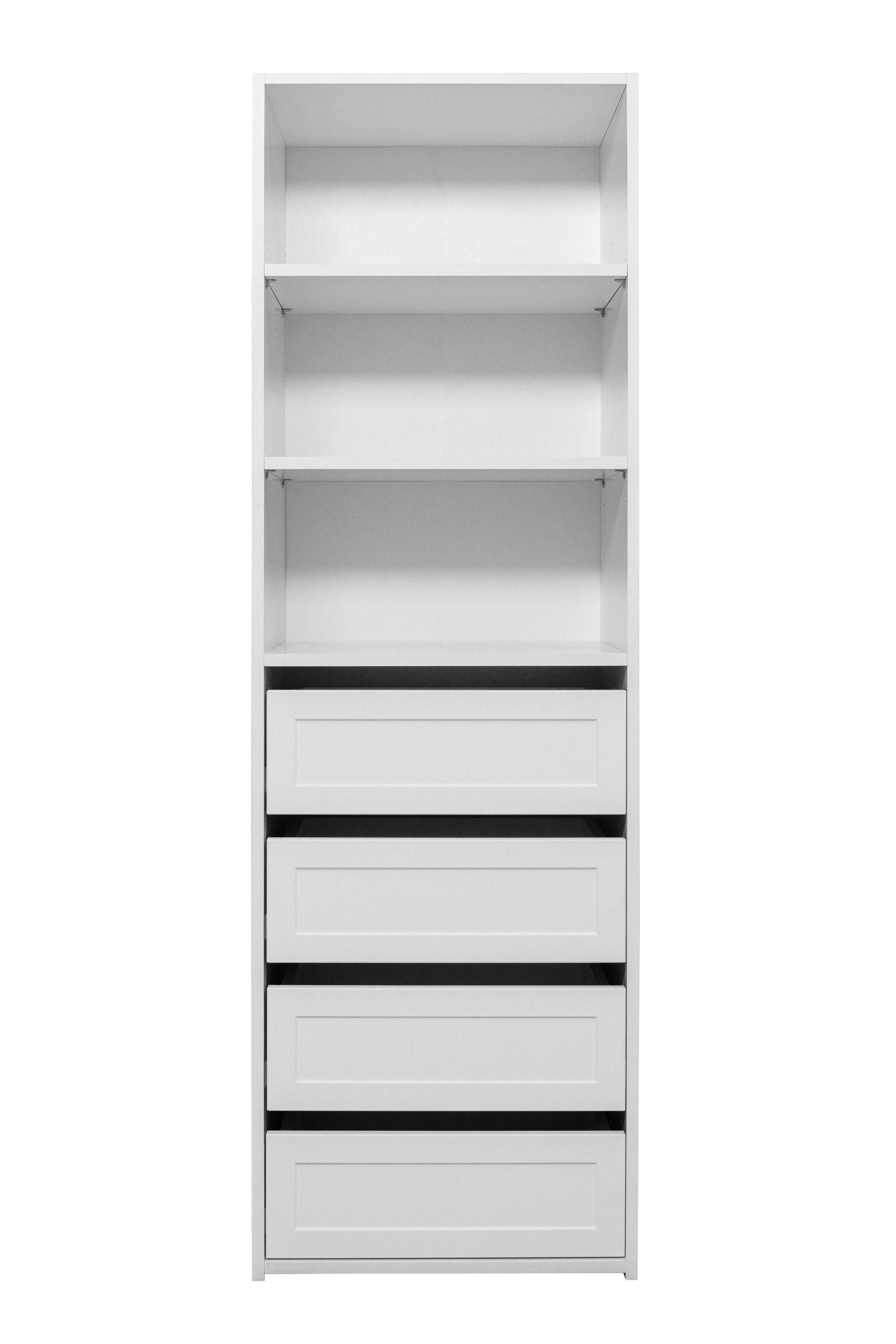 GENEVA THREE SHELF/FOUR DRAWER BUILT IN WARDROBE - HAMPTONS - Cosy Abode