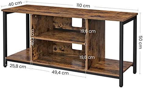 TV Console Unit with Open Storage Rustic Brown and Black Industrial - Cosy Abode