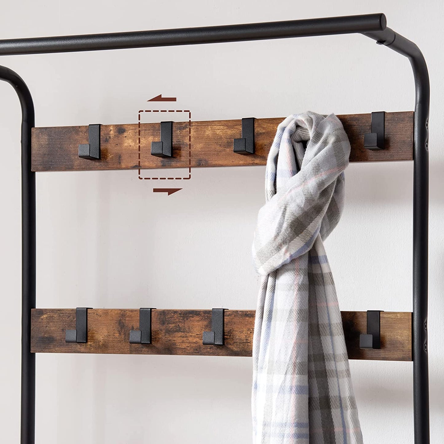 Vintage Coat Rack Shoe Bench, Wood Look Accent Furniture and Metal Frame - Cosy Abode