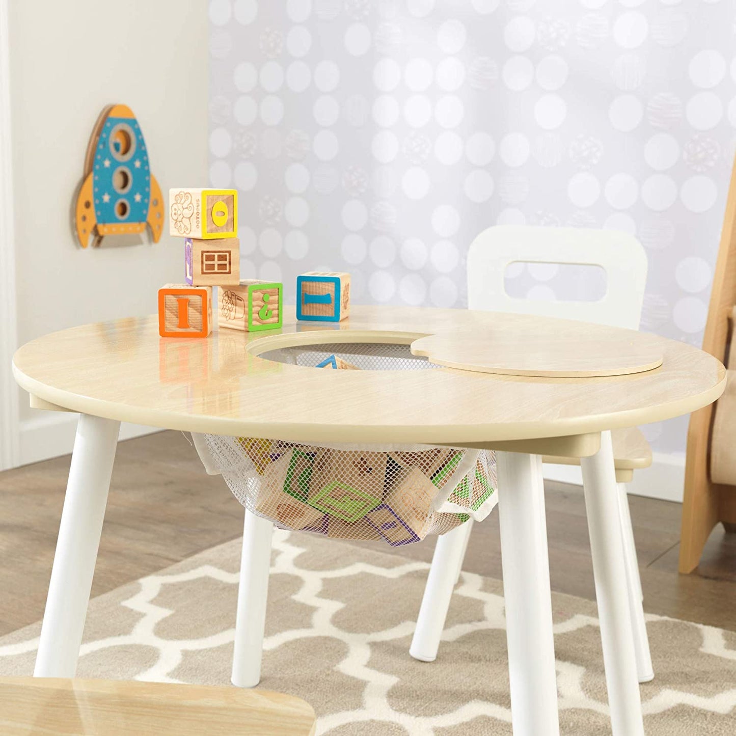 Round Table and 2 Chair Set for children (White Natural) - Cosy Abode