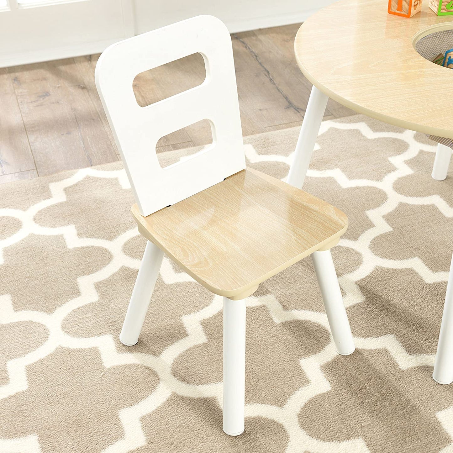 Round Table and 2 Chair Set for children (White Natural) - Cosy Abode
