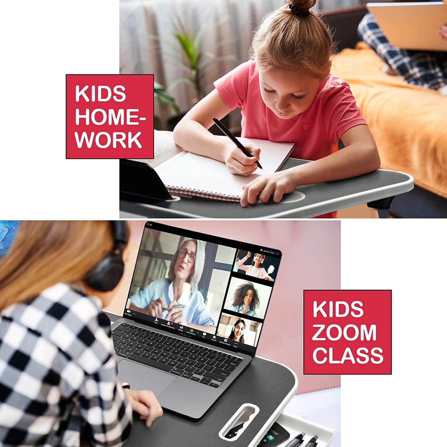 Laptop Bed Desk with Storage and foldable legs for Adults, Kids & Home Office - Cosy Abode