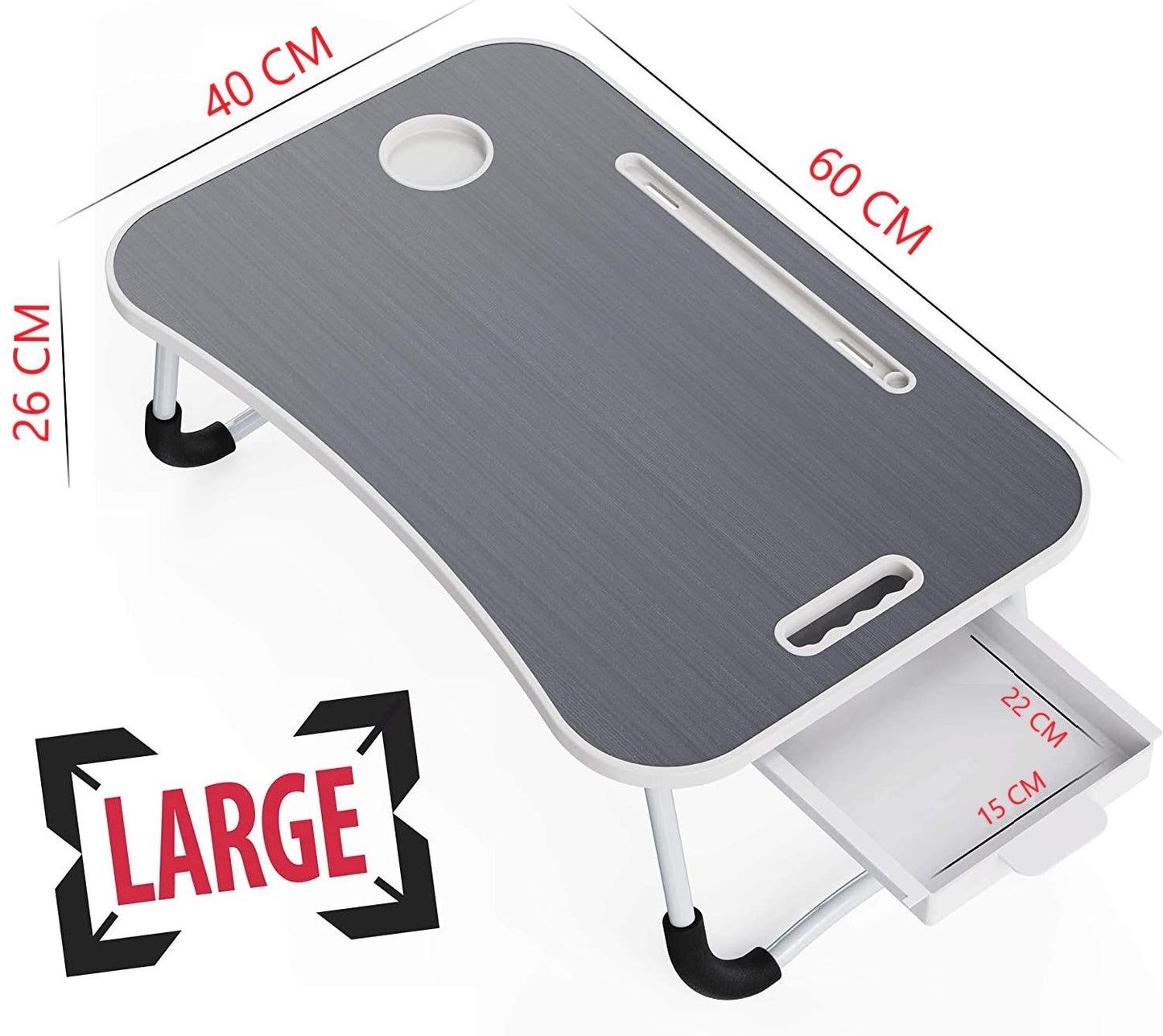Laptop Bed Desk with Storage and foldable legs for Adults, Kids & Home Office - Cosy Abode