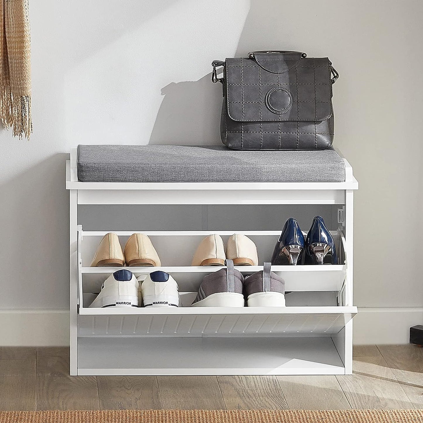 Hallway Shoe Bench Rack Cabinet Seat Cushion - Cosy Abode