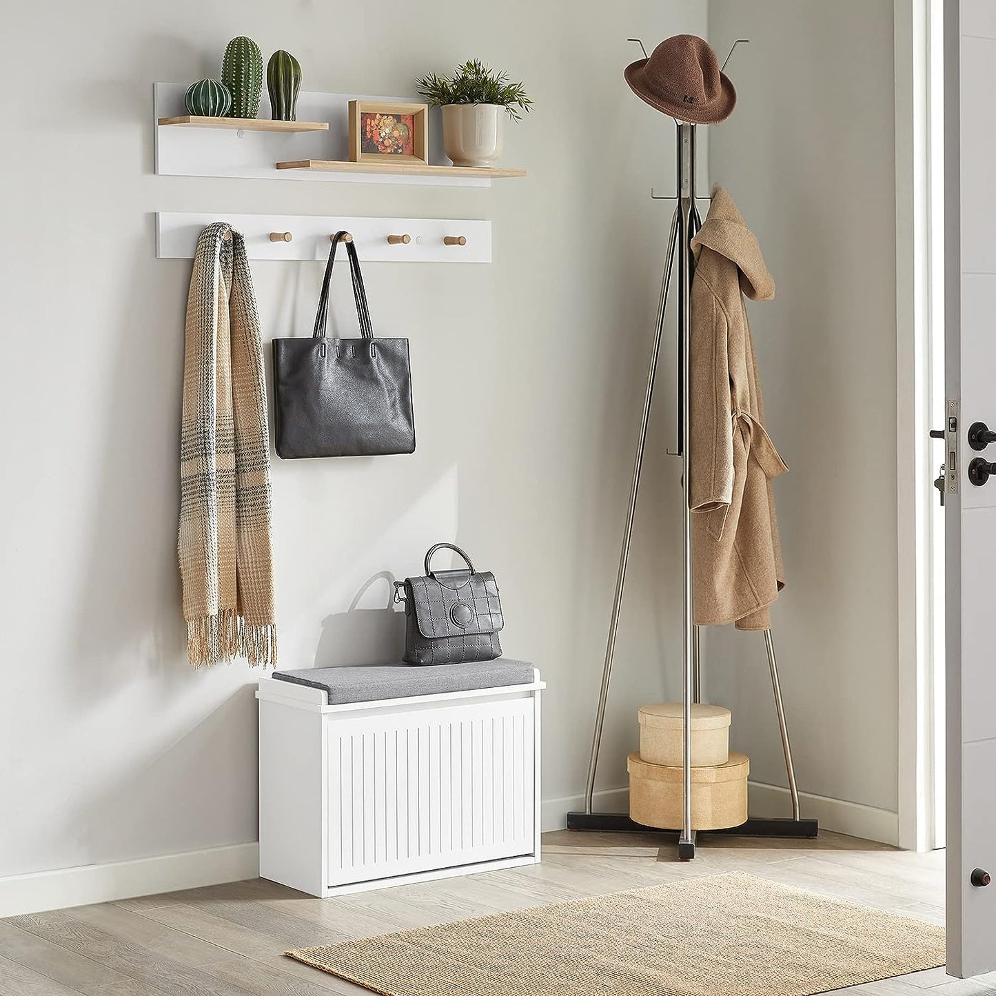 Hallway Shoe Bench Rack Cabinet Seat Cushion - Cosy Abode