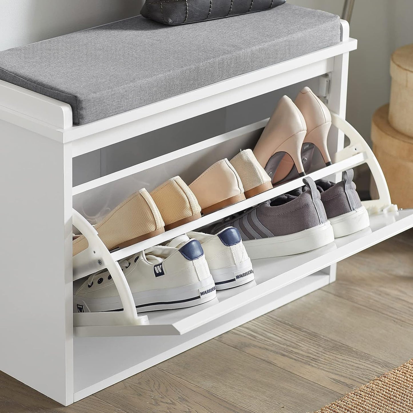 Hallway Shoe Bench Rack Cabinet Seat Cushion - Cosy Abode