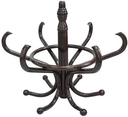 Brown Coat Rack with Stand Wooden Hat and 12 Hooks Hanger Walnut tree - Cosy Abode