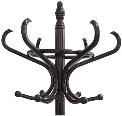 Brown Coat Rack with Stand Wooden Hat and 12 Hooks Hanger Walnut tree - Cosy Abode