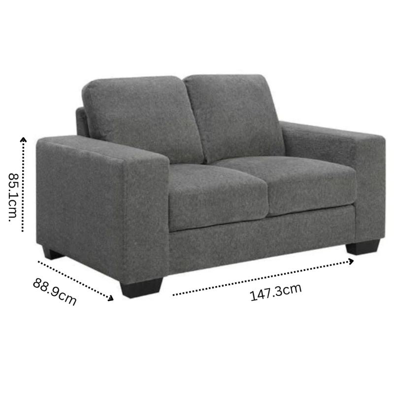 Brooks 2 Seater Fabric Sofa Elephant Grey - Cosy Abode
