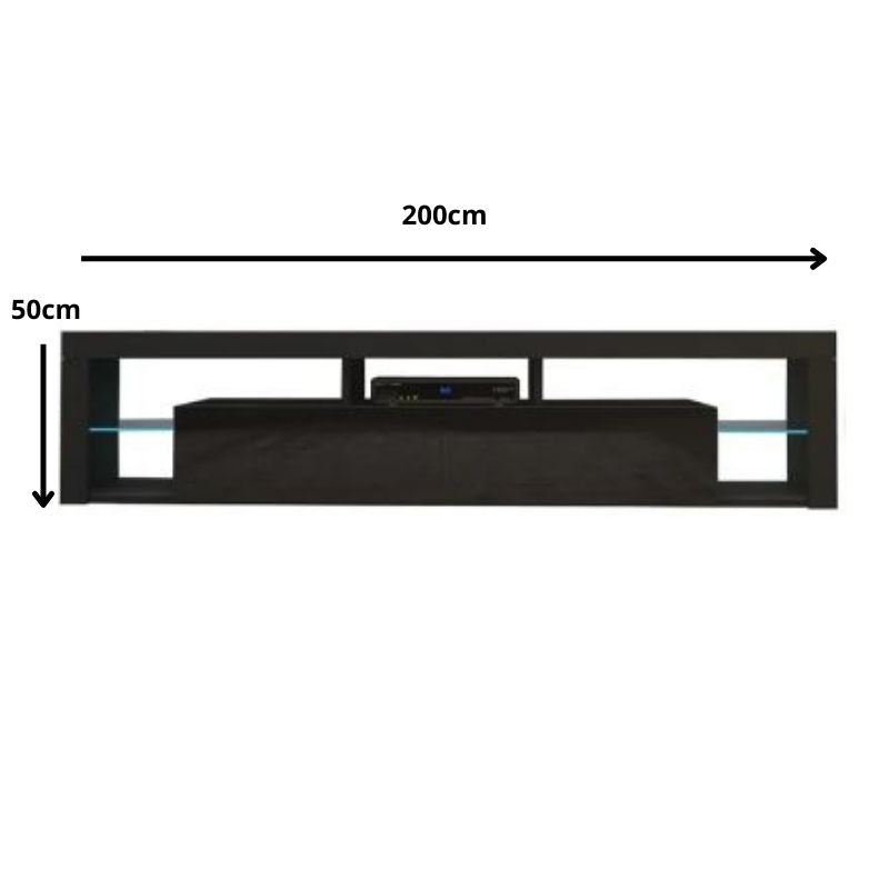 Modern TV Cabinet Living Room Furniture 200cm Black - Cosy Abode