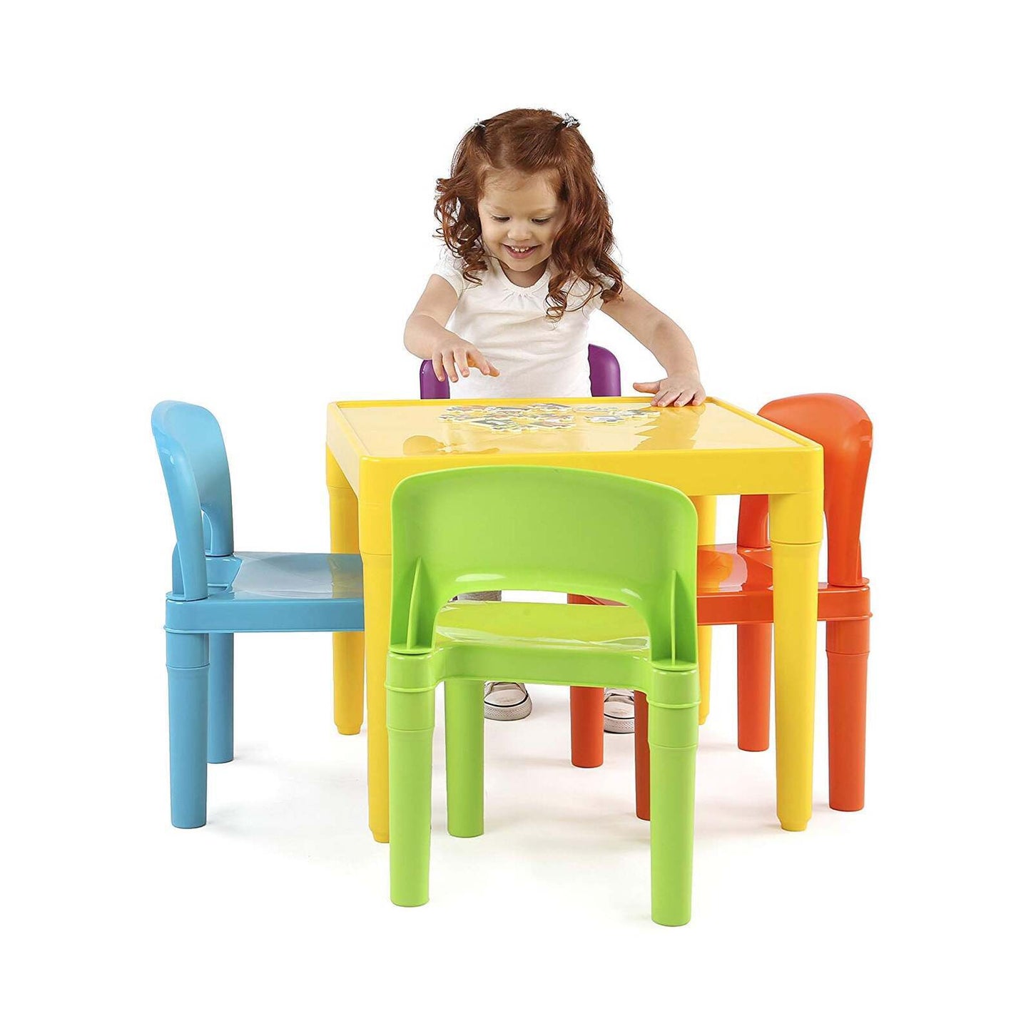 Kids Plastic 5-Piece Table & 4 Chairs Set (Multicoloured) - Cosy Abode