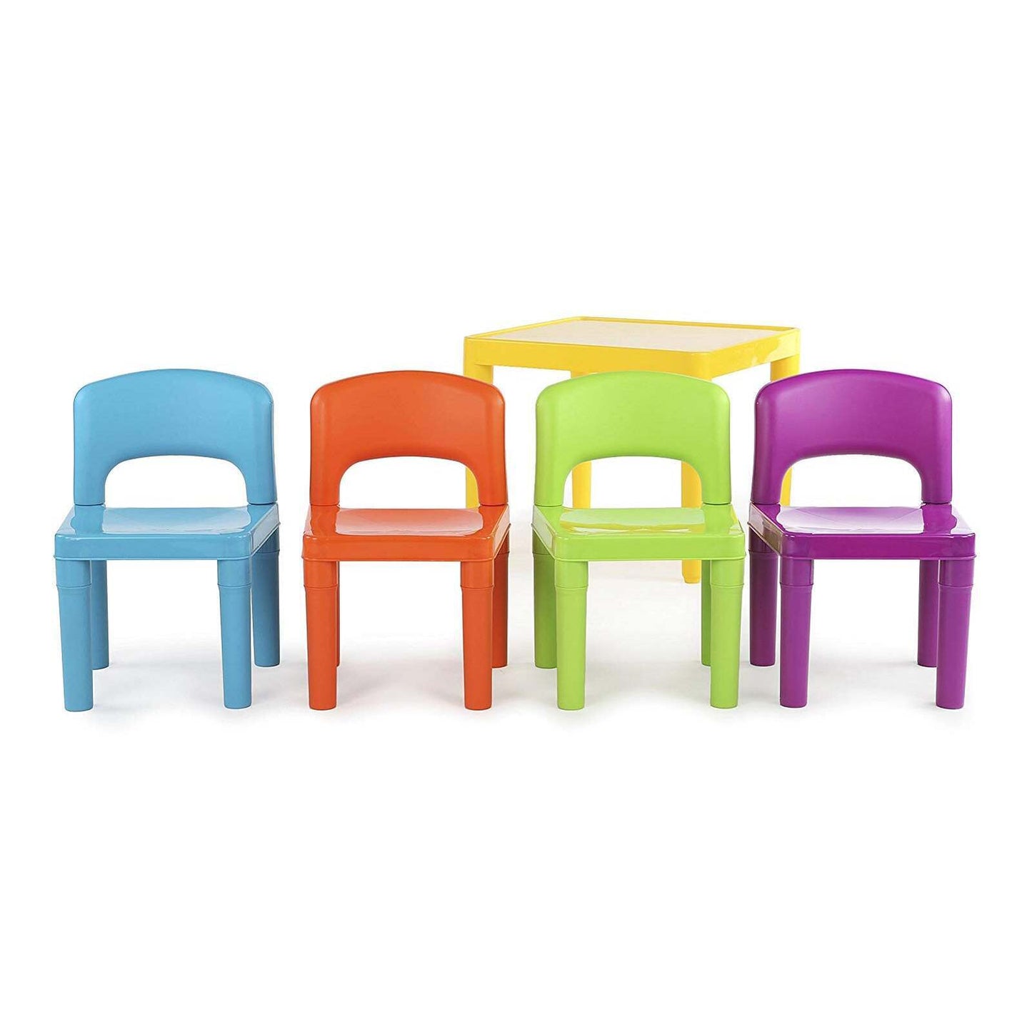 Kids Plastic 5-Piece Table & 4 Chairs Set (Multicoloured) - Cosy Abode