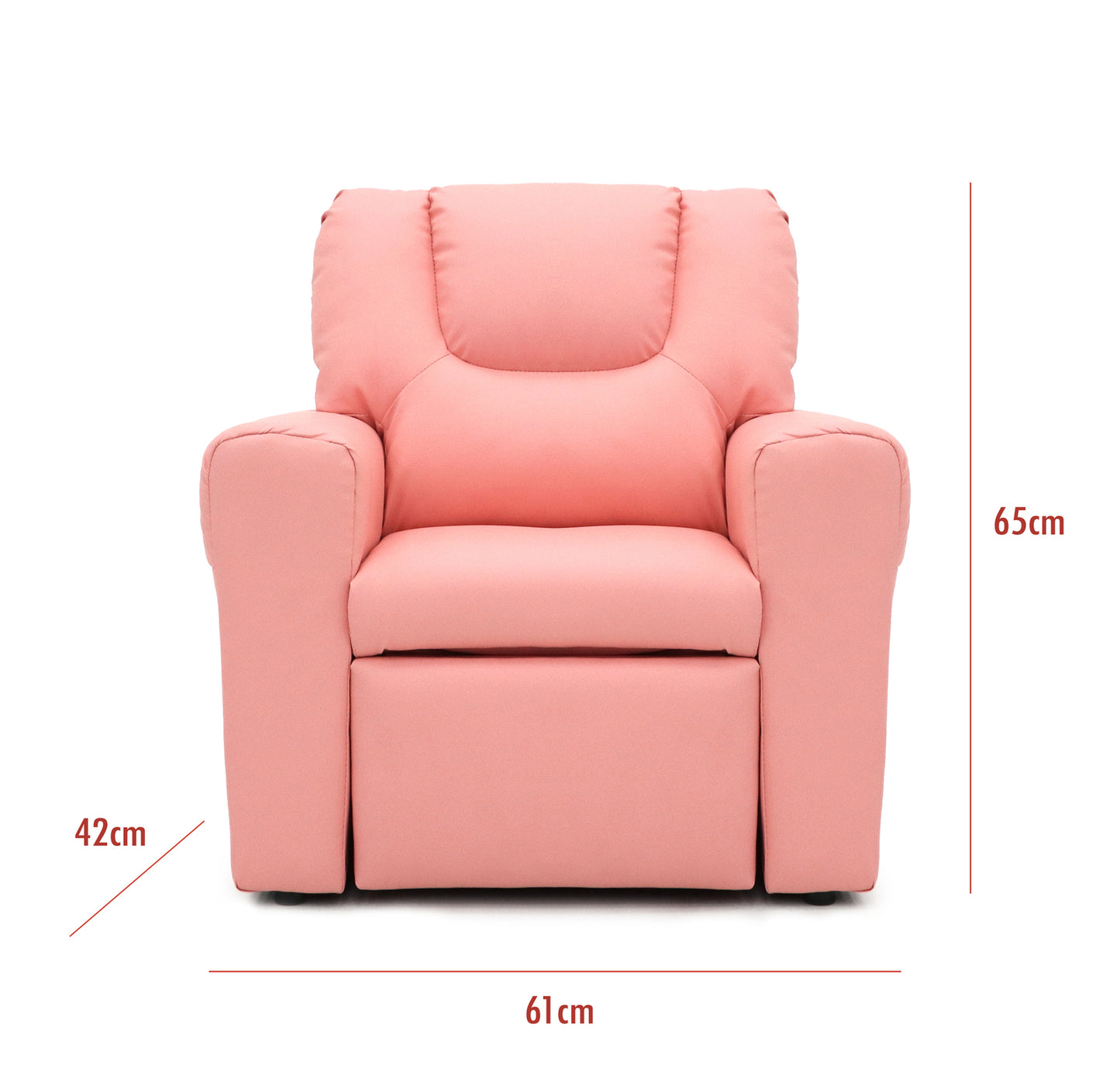 Pink Kids push back recliner chair with cup holder - Cosy Abode