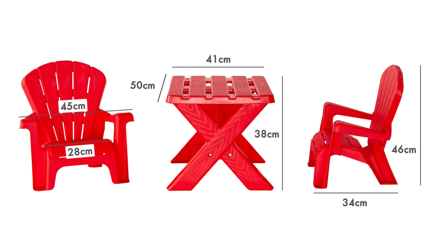 Kids Durable Table and Two Child-sized Chairs Set - Red - Cosy Abode